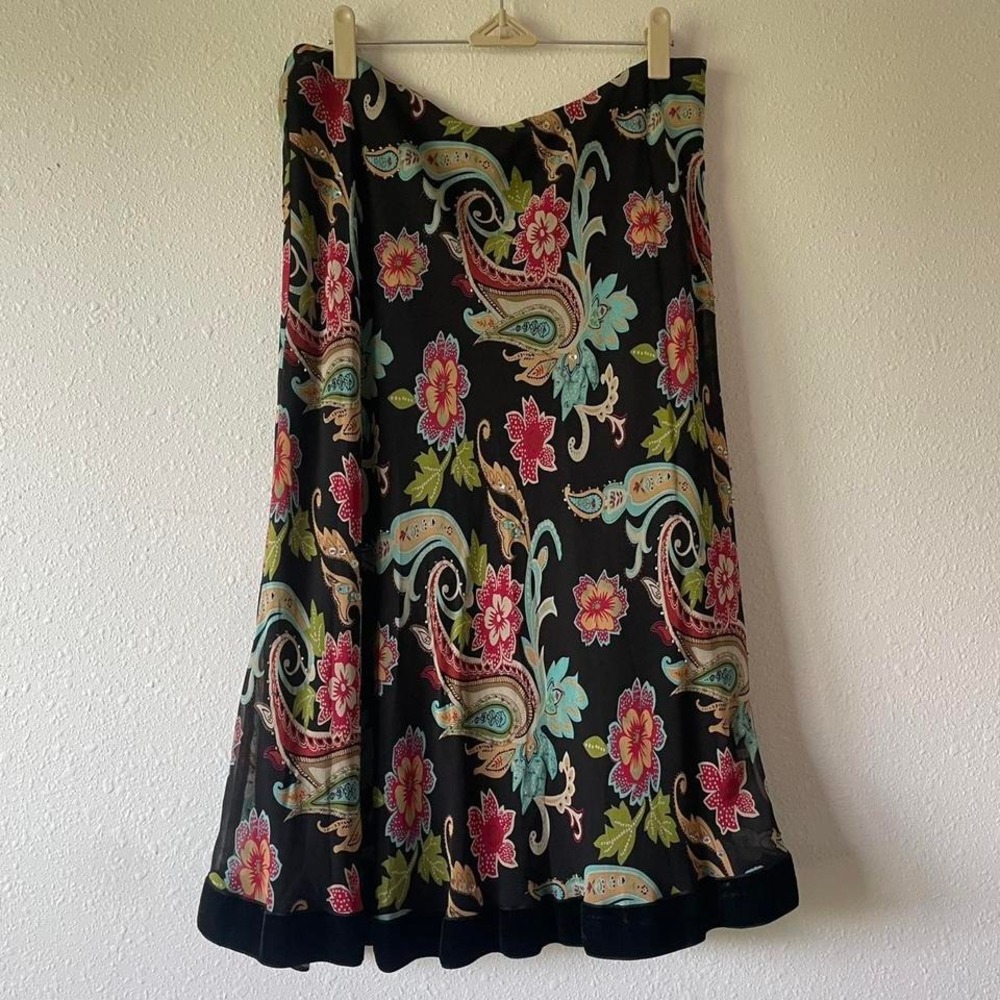 Vintage 90s Funky Whimsy‎ Art Teacher Silk Skirt